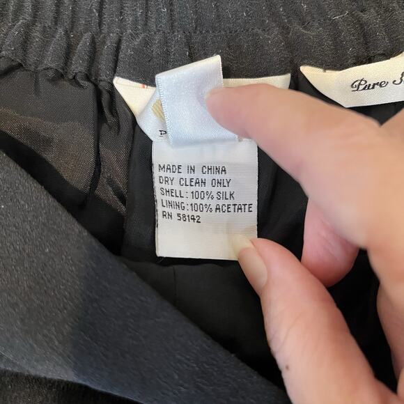 Talbots Petites Pure Silk 10 Lined Elastic Waist Black Dress Pants Trousers - Picture 8 of 8